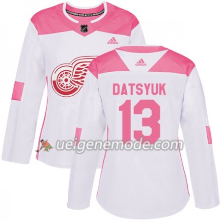 Dame Eishockey Detroit Red Wings Trikot Pavel Datsyuk 13 Adidas 2017-2018 Weiß Pink Fashion Authentic
